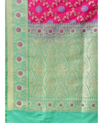 Magenta woven art silk saree with blouse 3