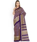 Purple Printed art silk saree with blouse