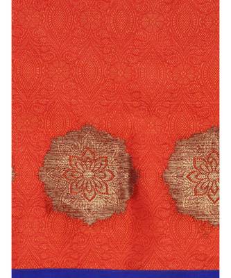 orange woven Brocade saree with blouse 3