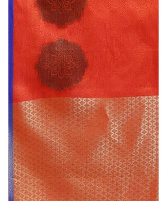 orange woven Brocade saree with blouse 4