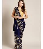 blue Printed chiffon saree with blouse