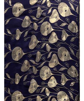 blue Printed chiffon saree with blouse 3