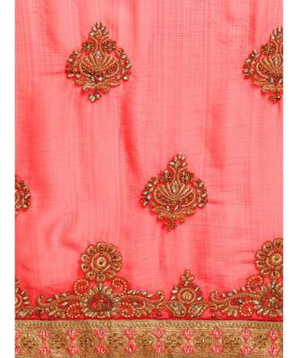 Pink woven chiffon saree with blouse 3