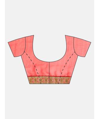 Pink woven chiffon saree with blouse 5