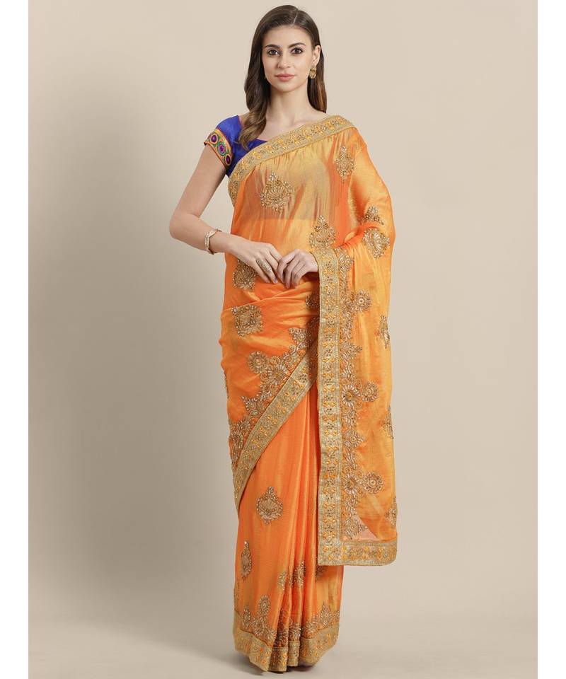 yellow woven chiffon saree with blouse