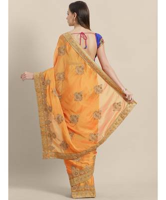 yellow woven chiffon saree with blouse 2