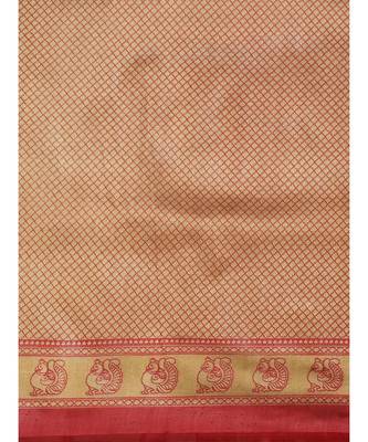 yellow Printed cotton saree with blouse 5