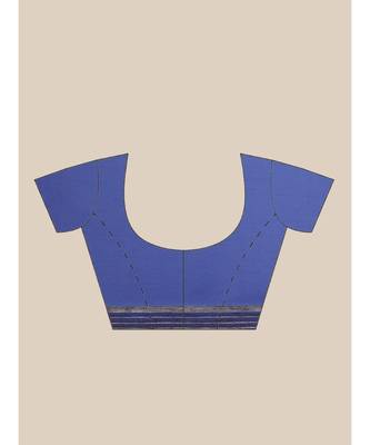 Blue embroidered georgette saree with blouse 5