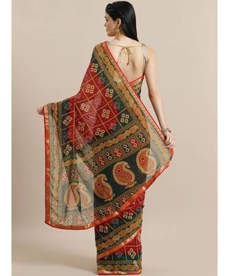 Maroon Printed georgette saree with blouse 2