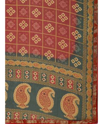 Maroon Printed georgette saree with blouse 4