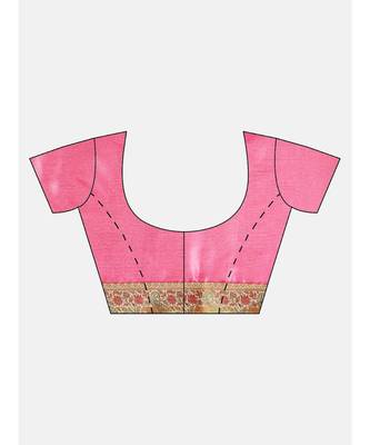 Pink Embroidered silk blend saree with blouse 5
