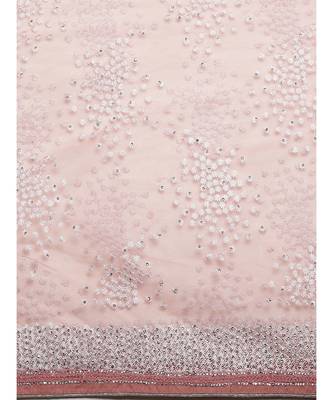 Pink Embroidered Net saree with blouse 3