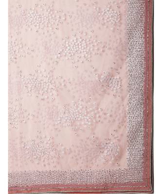 Pink Embroidered Net saree with blouse 4