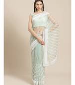Sea Green Embroidered Net saree with blouse