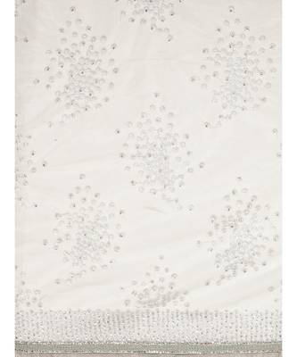 Cream Embroidered Net saree with blouse 3