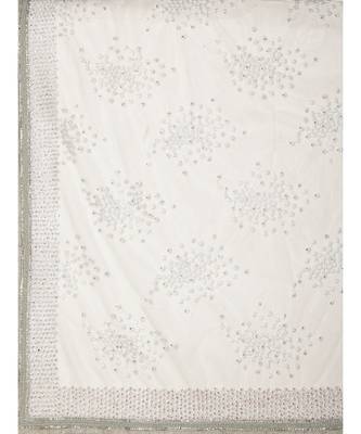 Cream Embroidered Net saree with blouse 4
