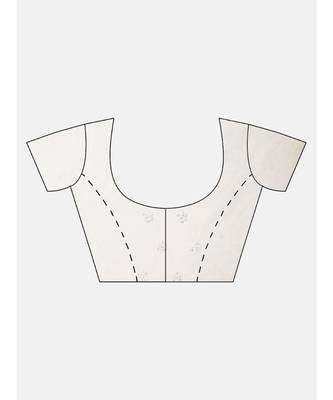 Cream Embroidered Net saree with blouse 5