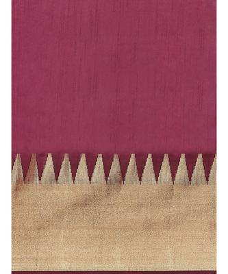 Burgundy woven silk blend saree with blouse 3