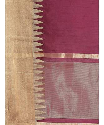 Burgundy woven silk blend saree with blouse 4