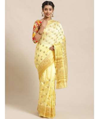green Embroidered silk blend saree with blouse 1