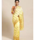 green Embroidered silk blend saree with blouse