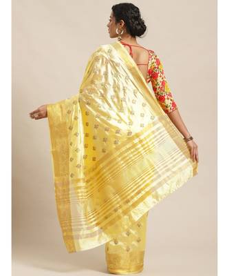 green Embroidered silk blend saree with blouse 2