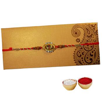 Multicolor Cutwork Ganesha Rakhi For Brother Single Rakhi with Roli Tika 1