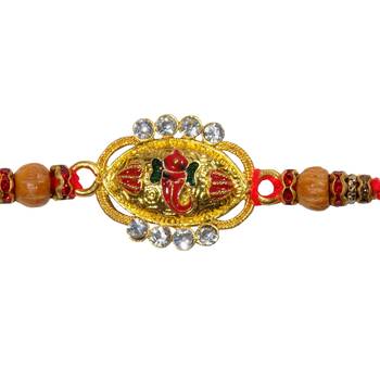 Multicolor Cutwork Ganesha Rakhi For Brother Single Rakhi with Roli Tika 3