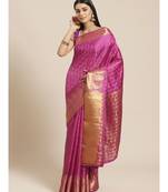 Purple woven silk blend saree with blouse
