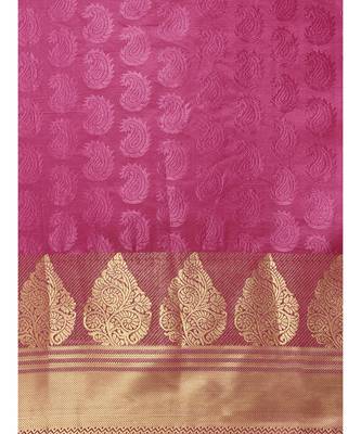 Purple woven silk blend saree with blouse 3