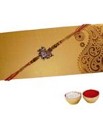 Cutwork Mayur Rakhi For Brother Single Rakhi with Roli Tika