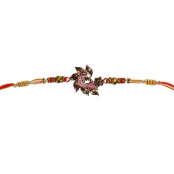 Cutwork Mayur Rakhi For Brother Single Rakhi with Roli Tika 2