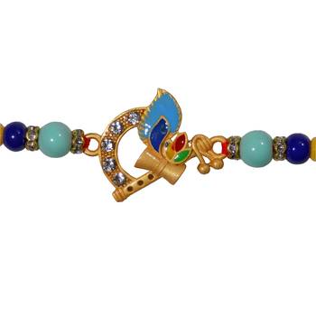 Designer Rakhi Adorned with Stone and Multicolor Beadwork For Brother 3