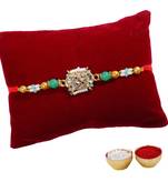 Stonework Designer Rakhi For Brother Single Rakhi with Roli Tika