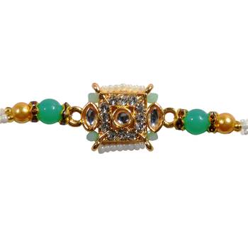 Stonework Designer Rakhi For Brother Single Rakhi with Roli Tika 2