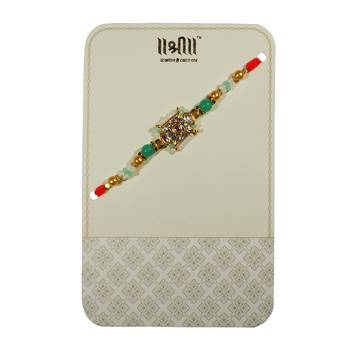 Stonework Designer Rakhi For Brother Single Rakhi with Roli Tika 3