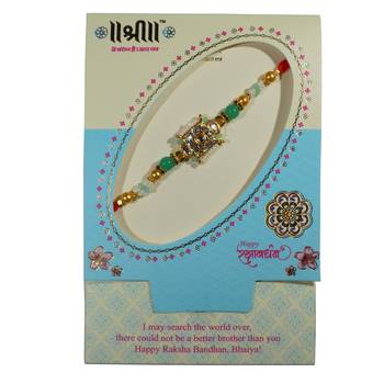 Stonework Designer Rakhi For Brother Single Rakhi with Roli Tika 4