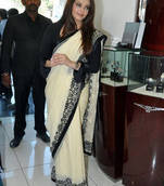 Aishwarya Rai Cream Saree with Black Border