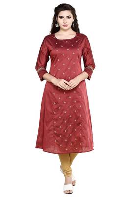 Maroon embroidered polyester embroidered-kurtis 1