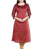 Maroon embroidered polyester embroidered-kurtis