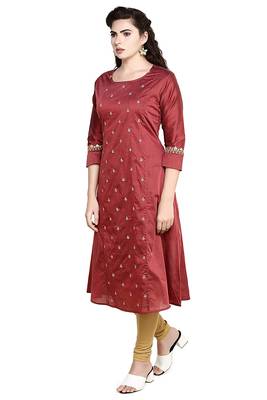 Maroon embroidered polyester embroidered-kurtis 2