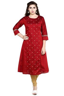 Maroon embroidered polyester embroidered-kurtis 1