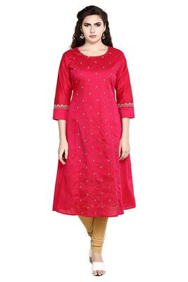 Pink embroidered polyester embroidered-kurtis 1