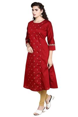 Maroon embroidered polyester embroidered-kurtis 3