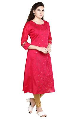 Pink embroidered polyester embroidered-kurtis 2