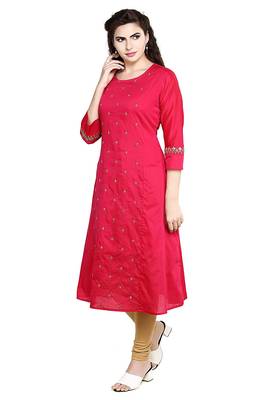 Pink embroidered polyester embroidered-kurtis 3