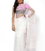Shilpa Shetty in White Saree with pink flowers on Nach Baliye set