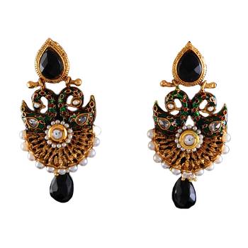 Black gold plated antique gold Copper   Pair of Earrings 1