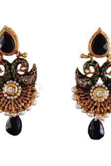 Black gold plated antique gold Copper   Pair of Earrings