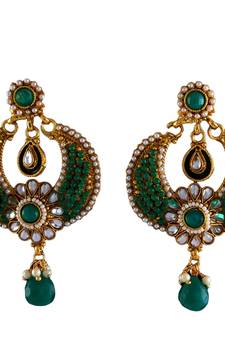 Green gold plated antique gold Copper   Pair of Earrings